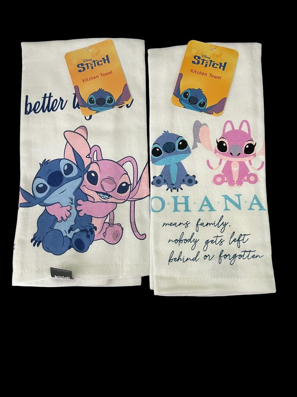 Disney Lilo & Stitch Better Together and Ohana Set of 2 Kitchen Towels 16X26